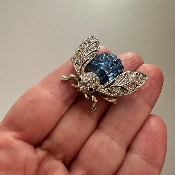 Rhinestone Fly Beatle Bug Hat Scarf Pins Lapel Clips Set of 4 Art to Wear Boho - Picture 5 of 12